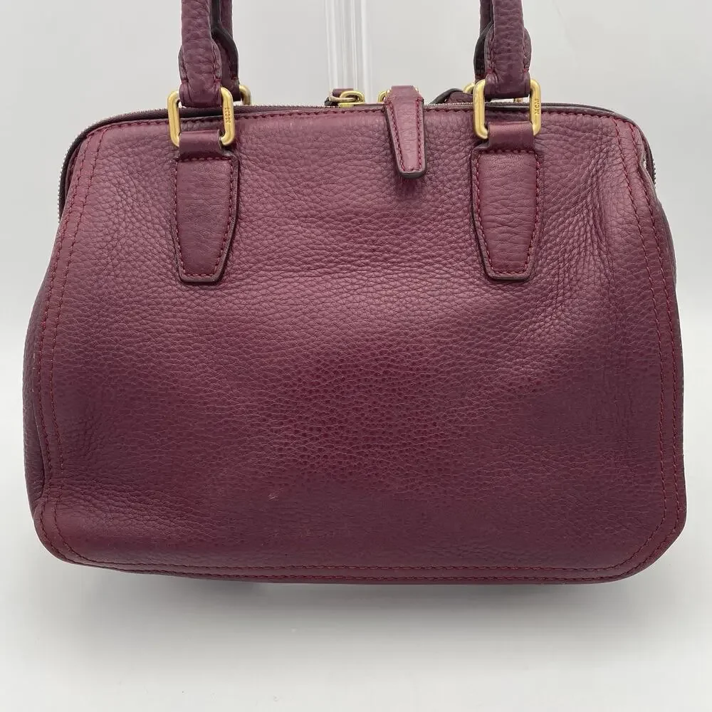 MCM Leather Satchel Burgundy Handbag Vintage Crossbody Tote Travel Purse Germany
